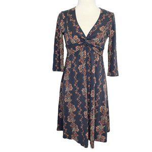 Patagonia Women's S Organic Cotton Winnow Dress Twist Front V-neck Floral Print